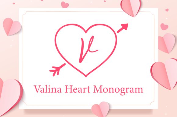 Valina Heart Monogram: A Sweet, Handcrafted Display Font